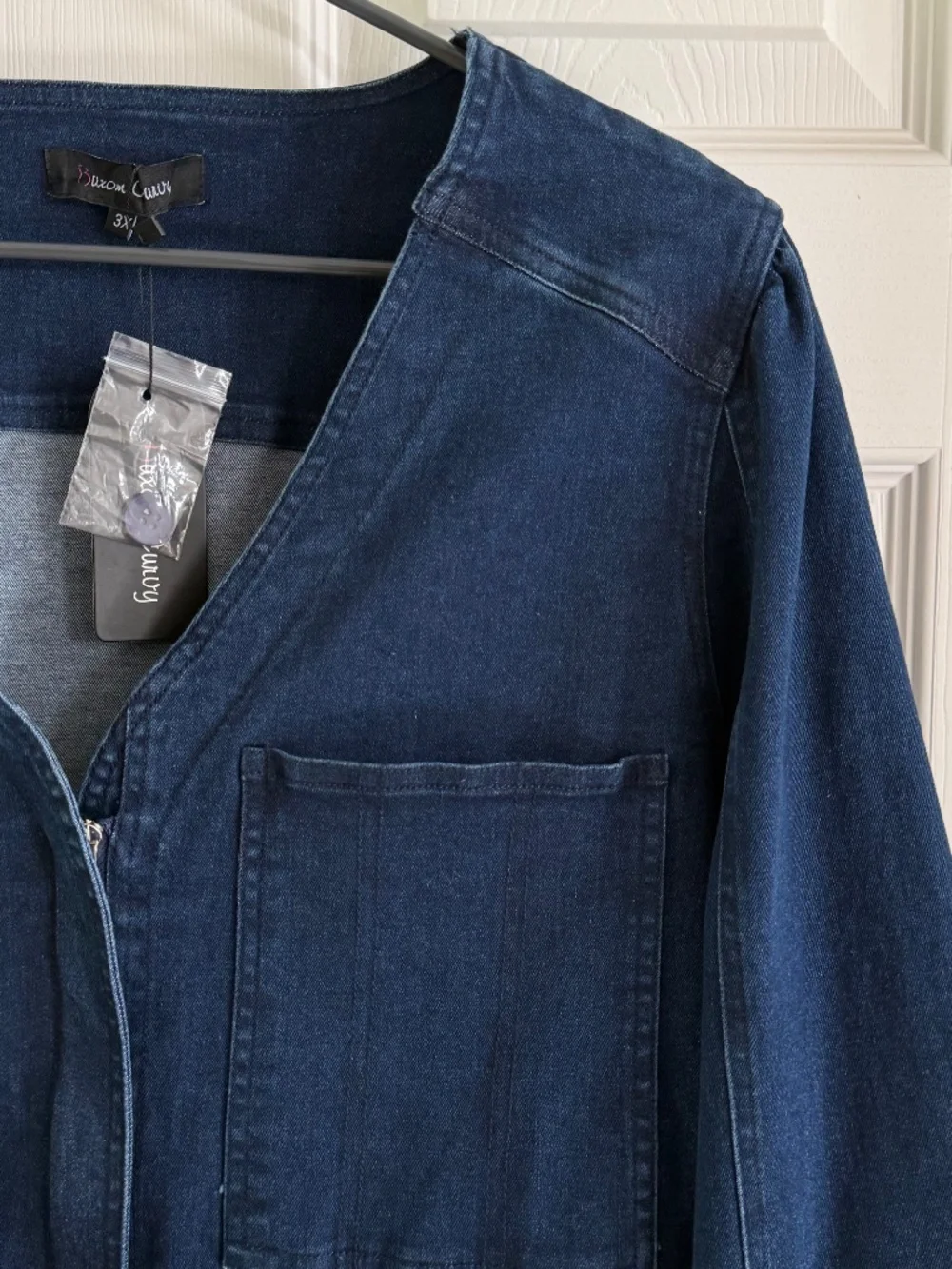 Buxom Curvy Denim Utility Romper With Belt Size 3X - Picture 7 of 15